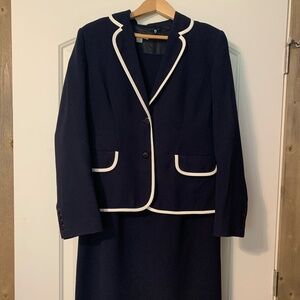 Navy Blue Pendleton Lined Sheath Dress & Matching Blazer !